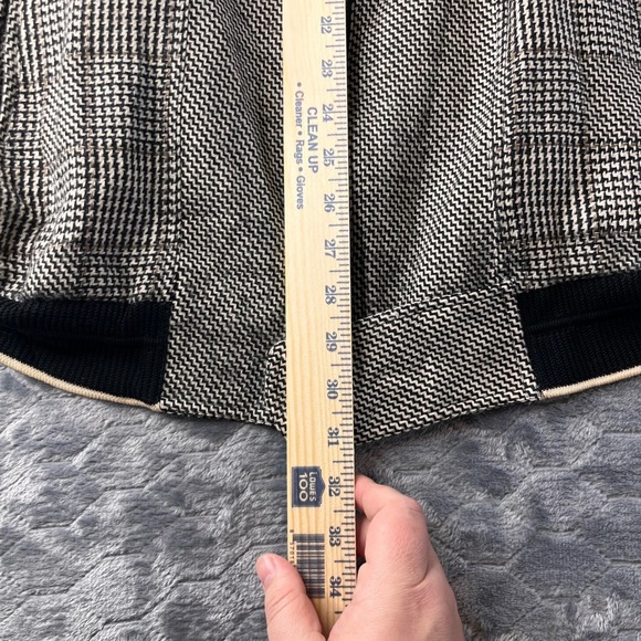 Tomas Creation Mens VTG 100% Wool Bomber Jacket Italian Plaid VII Black Brown - Picture 6 of 10